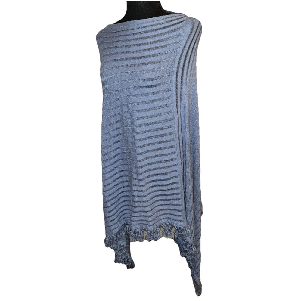 Lane Bryant Shawl Light Blue Fringed Long Pullover